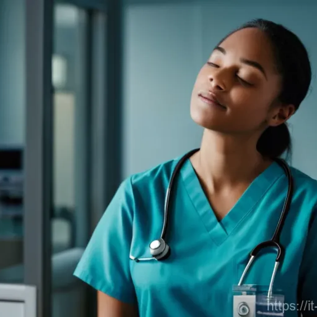 간호사의 스트레스 해소법 - **Prompt:** A compassionate female nurse, in her late 20s to early 30s, dressed in clean, profession...