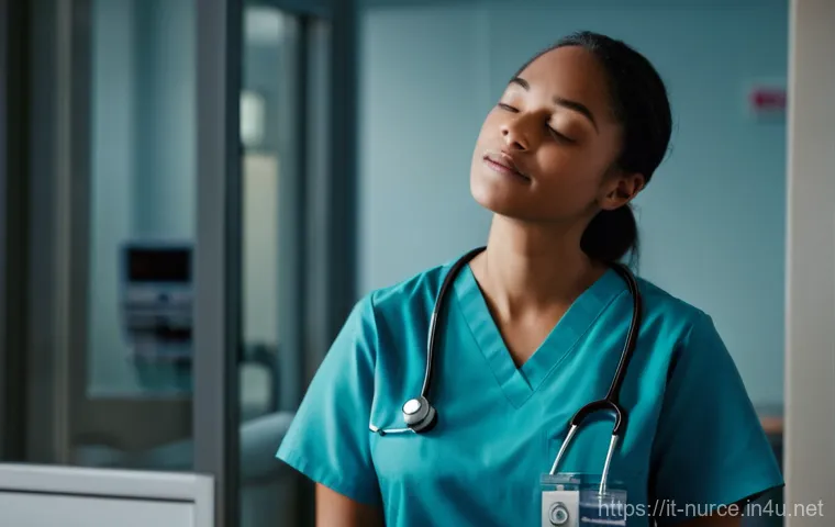 간호사의 스트레스 해소법 - **Prompt:** A compassionate female nurse, in her late 20s to early 30s, dressed in clean, profession...