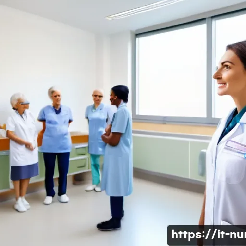 간호사 이직 성공 사례 - A professional Italian nurse in a modern hospital setting in Milan, wearing a crisp white uniform wi...
