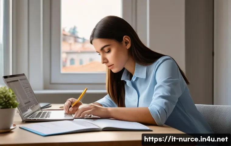 간호사 국가고시 최신 경향 분석 - A focused nursing student studying at a modern desk in a bright, cozy Italian apartment, surrounded ...