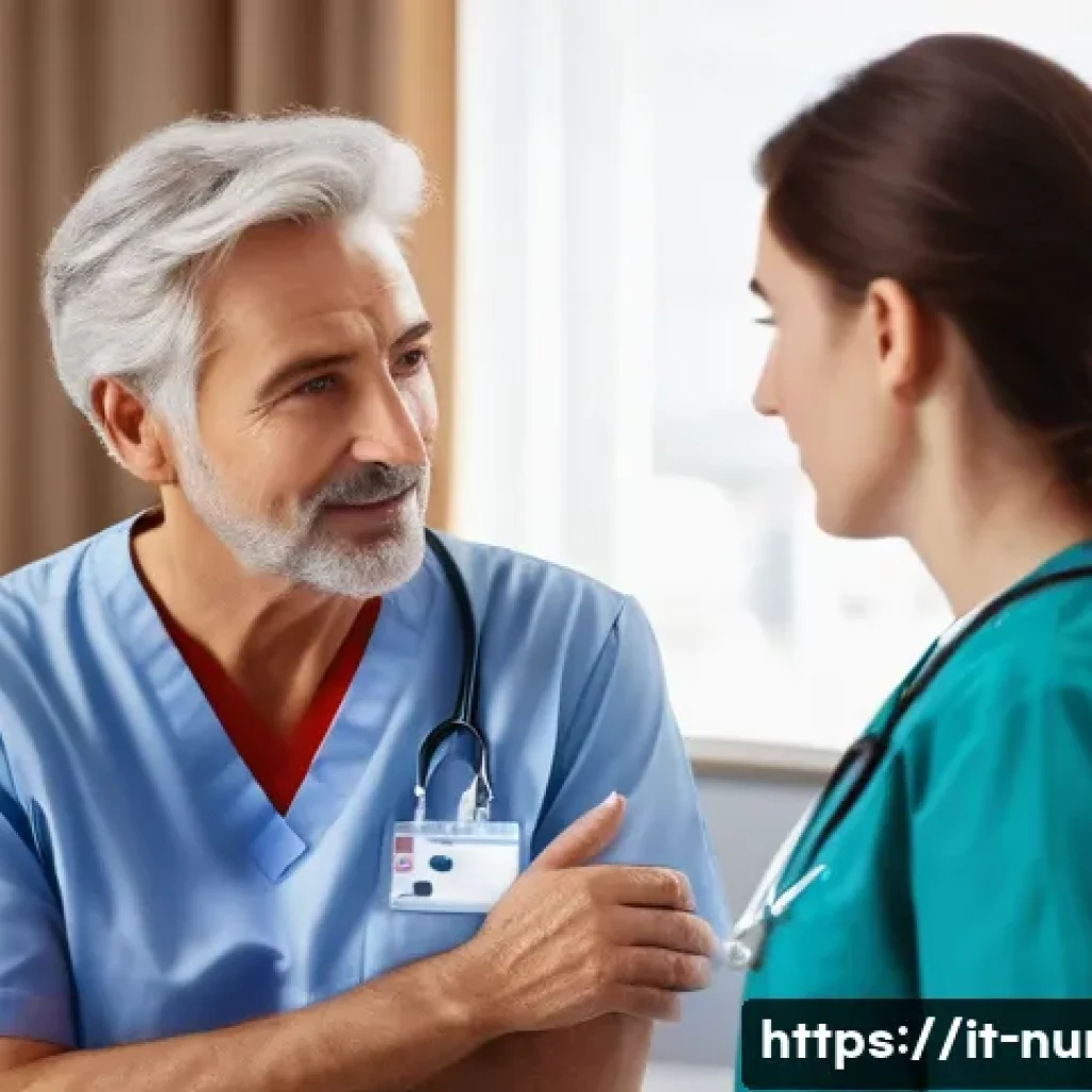 간호사로서의 환자 상담 기술 - A compassionate Italian nurse attentively practicing active listening with a middle-aged patient in ...